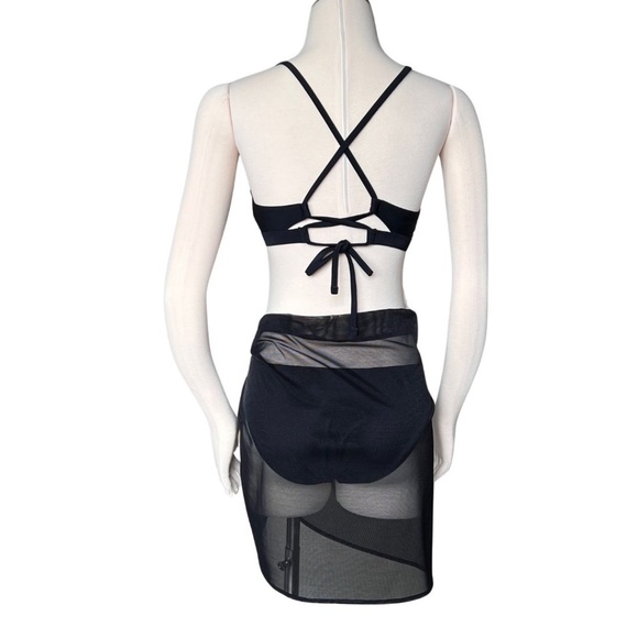 Anne Cole Sheer Chiffon Black Sarong Swimsuit Cover Up One Size - Picture 6 of 6